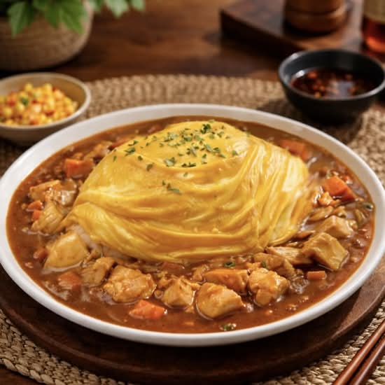 低脂雞胸肉咖喱蛋包飯 Chicken Curry Omelette Rice